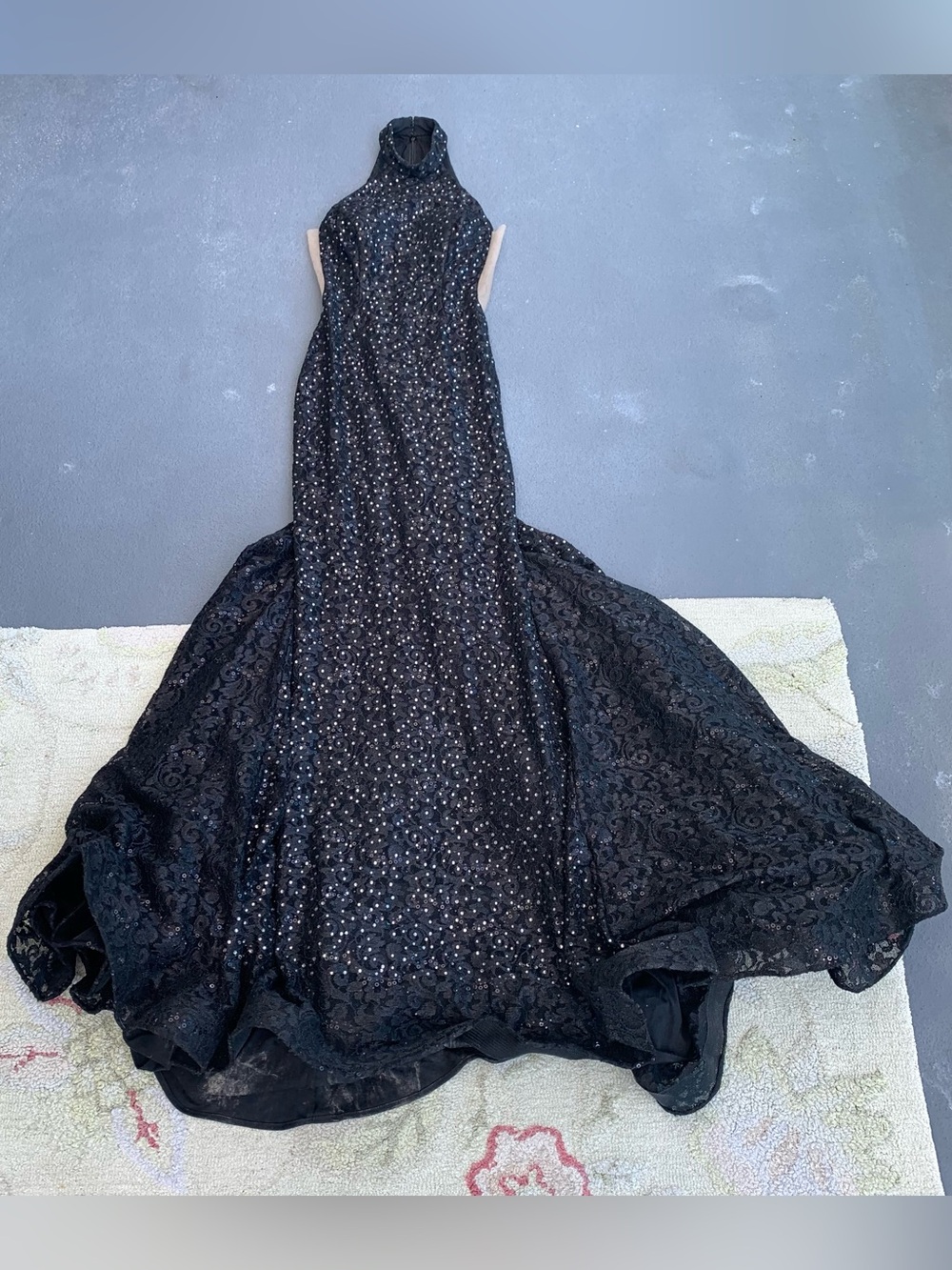 Stunning Jovani Black Crystal Halter Evening Gown Size 2